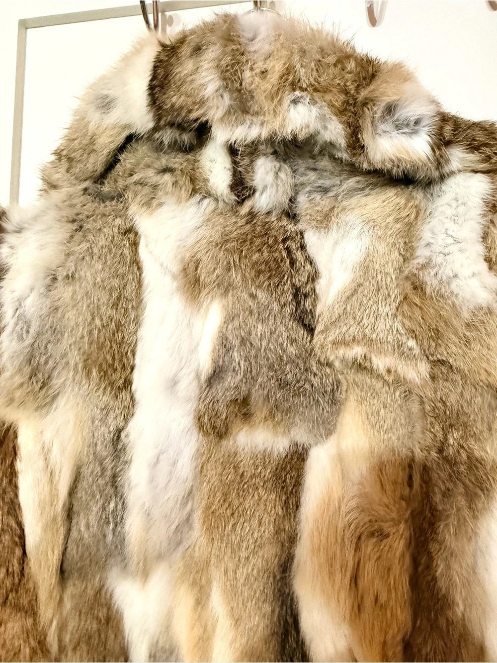 Multicolor Rabbit Fur Coat - Picture 8 of 9
